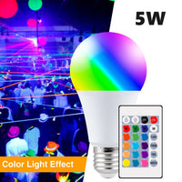 9w LED RGB Bulb Screw Type E27 with 16 Colors Adjustable + Remote