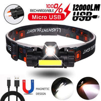 Led Flashlight Emergency Headlamp Waterproof 2 Mode USB Rechargeable Cycling