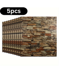 5pcs 3d Wall Stickers Wallpaper Foam Soft Tiles, Bedroom Faux Brick