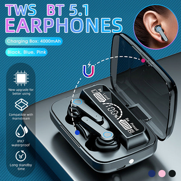 M10 & M11 TWS Mini Earphone with LED Digital Display Touch Ipx7 Waterproof