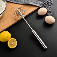 1pc, Semi Automatic Egg Whisk, Stainless Steel Hand Push Whisk, Egg Beater