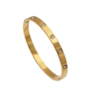 Classic Simple 18k Golden Plated Titanium Steel Bangle with Synthetic Cubic