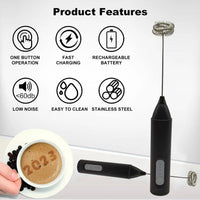 USB Rechargeable 3-Speed Adjustable Milk Frother Hand Mixer