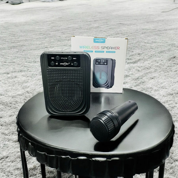 Rechargeable Mini Bluetooth Speaker with Wireless Mic, Big Sound, LED