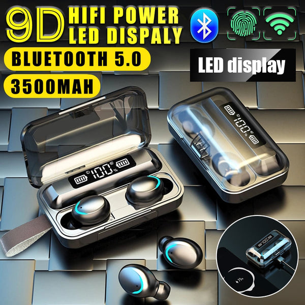F9-5 Bluetooth Headphones TWS 5.0 in-Ear Wireless Earbuds 1200mAh Power Bank