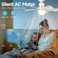 Ceiling Fans with Lights and Remote, 40w E27 Socket Fan Light, Quiet Ceiling