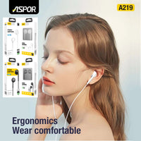 Stylish Music Aspor A219 Stereo Heavy Bass Hands Free Wired Headphone