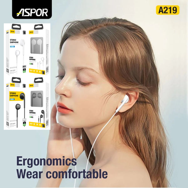 Stylish Music Aspor A219 Stereo Heavy Bass Hands Free Wired Headphone