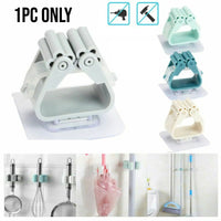 Single PC Mop Broom Self Adhesive Broom Holder Wall Without Drilling Tool Holder