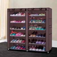 12 Layer Double Side Shoe Rack,12 Tier Shoe Cabinet with Dust Cover, Shoe