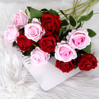 Artificial Rose Flower Red Silk Roses with Stem Wedding Party Home