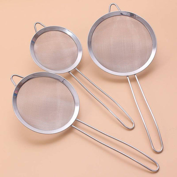 3-piece Stainless Steel Strainer Set - Fine Mesh, Multi-Sized, with Strong