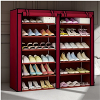 12 Layer Double Side Shoe Rack,12 Tier Shoe Cabinet with Dust Cover, Shoe