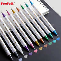 10 Metallic Brush and Fine Tip Marker Pens Glitter Ink for Scrapbooking