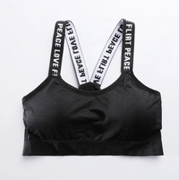 Women Sport Bra Fitness Letters Yoga Wrap Chest Bra Running Yoga Gym Fitness