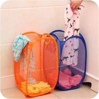 Foldable Hollow Net Mesh Clothes Laundry Basket Storage Bag Hamper Pouch