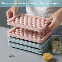 1pc Premium Plastic Ice Cube Tray 33-Cavity Round Diamond Design Food-Grade