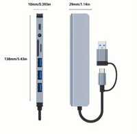 Usb Hubs Type C Aluminum Body High Speed Splitter 5Gbps for PC Computer