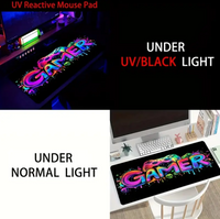 Large Gaming Mouse Pad, UV Reactive Non-Slip Desk Mat, Washable Polyester