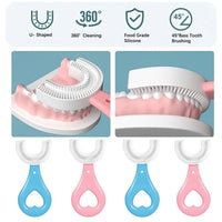 U-shape Silicone Kids Toothbrush with Heart Shape