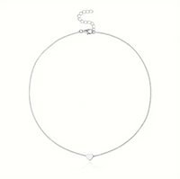 Heart Pendant Double Necklace - Silver