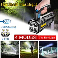 Super Powerful LED Flashlight Tactical Torch USB Rechargeable Waterproof