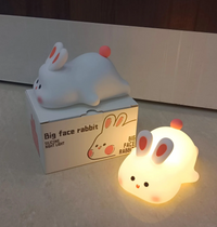 Led Night Lights Cute Sheep Rabbit Silicone Lamp USB Rechargeable Timing