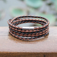 Men's Leather Bracelet - Brown & Black