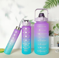 3 Pack Water Bottles Set with 2l Large Bottle 900ml Portable Bottle and