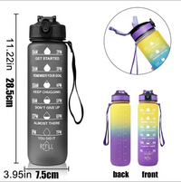 1000 Ml Large Capacity Sports Water Bottle with Time-Tracking Straw Leak