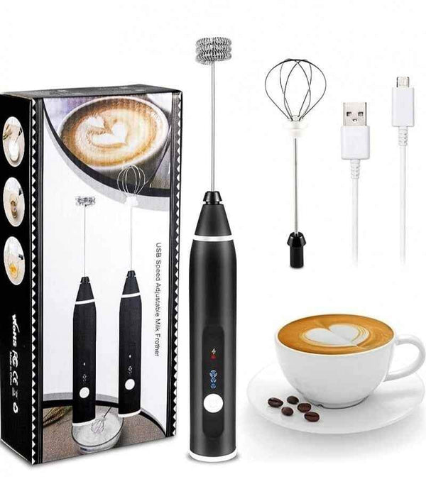 USB Rechargeable 3-Speed Adjustable Milk Frother Hand Mixer