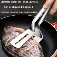 Multi-purpose Stainless Steel Cooking Tongs: Spatula, BBQ Clip, & More