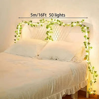 1pc of Artificial Ivy Vine with LED String Lights, Green Leaf Garland