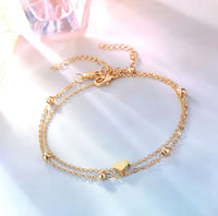 1pcs Mini Love Heart Thin Chain Anklet Set Simple Minimalist Ankle Bracelet