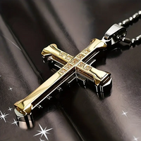 Unisex Cross Pendant Necklace with Rhinestones Iconic and Stylish Jewelry |