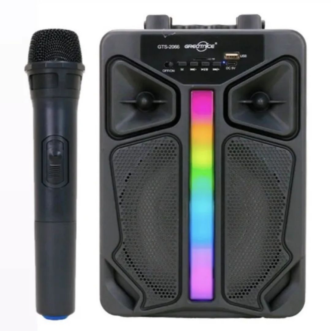 Gts 2066 Wireless Portable Bluetooth Speaker with LED Light Support