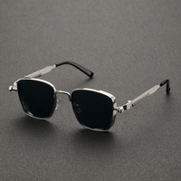 Retro Steampunk Silvery Square Metal Frame Trendy Glasses, Suitable for Both