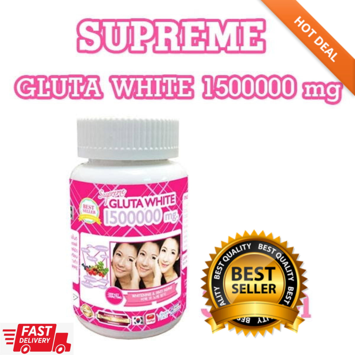 Supreme Gluta Glutathione 1500000mg Skin Pills ( - !!