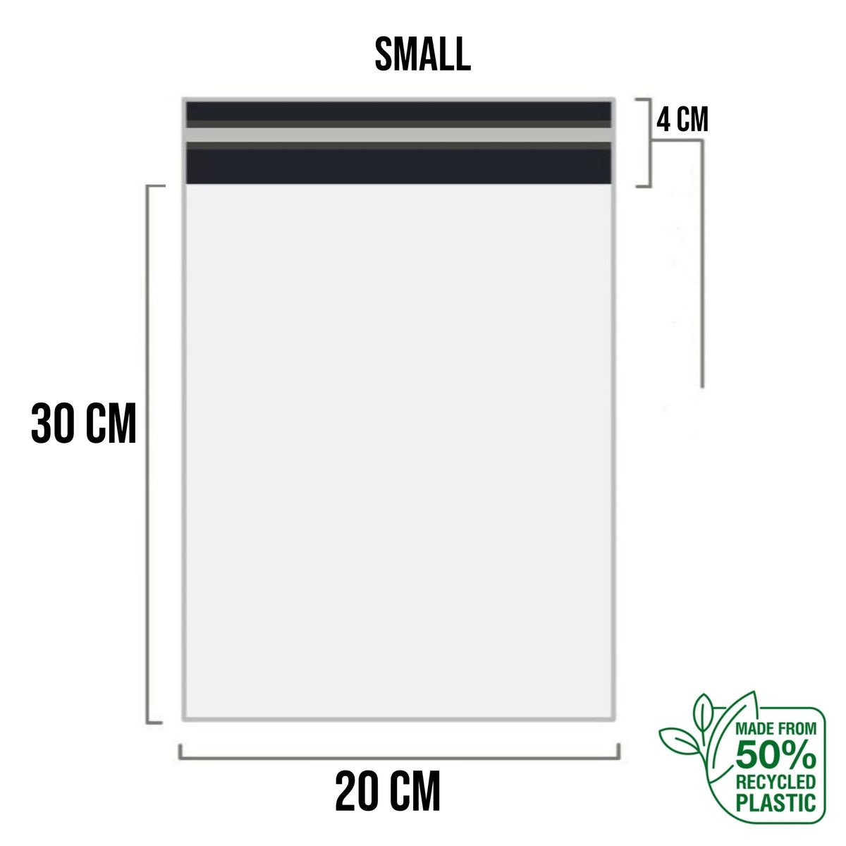 White Shipping Bag Recycled Poly Mailer Flyers Upto 500 Bags [20cm X 30cm +