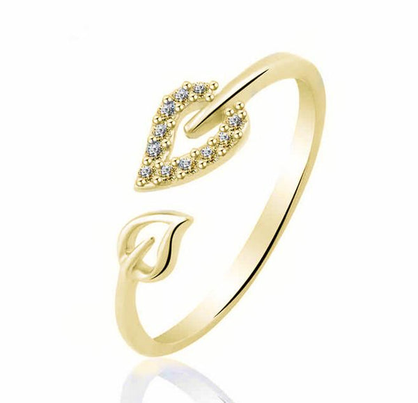 Gold Ring Adjustable Size Shine Bright Gold Plated Rings with Stones for Women