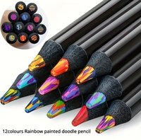 12pcs Rainbow Gradient Pencils 2mm Thick Lead, Dust-Free, Wooden Design