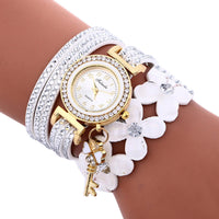 Luxury Casual Analog Quartz Watch with Bracelet Jewellery - White