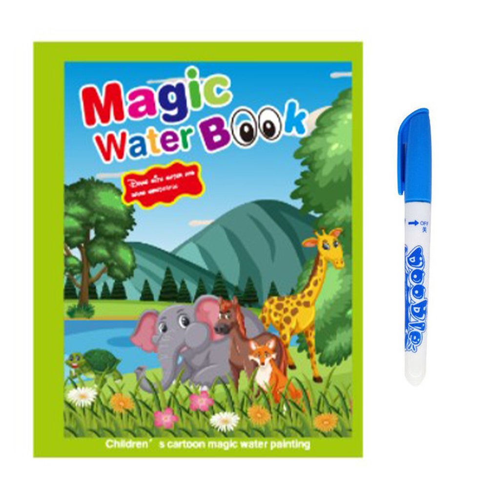 1 Book + 1 Pen Reusable Coloring Book Magic Water Painting Book Sensory