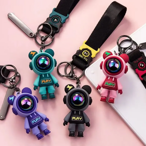 Lightning Bear Keychain Fashion Cartoon Cute Astronaut Bear Doll Bag Pendant