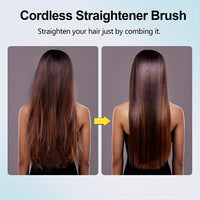 Cordless Hair Straightener Brush, Rapid Heating, Hot Comb Hair Straightener