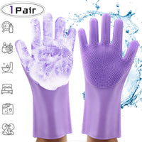 1 Pair (2pcs) Silicone Gloves Kitchen Cleaning Magic Brush Gloves