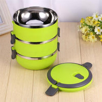 Three Layer Lunch Box, Stainless Steel Leak Proof Thermal Lunch Container