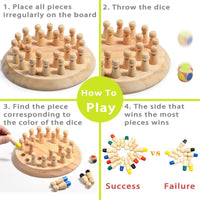 Wooden Memory International Board Game, Wooden Matching Stick Chessboard