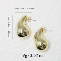 Creative Glossy Chunky Water Drop Shaped Stud Earrings 18k Gold Plated