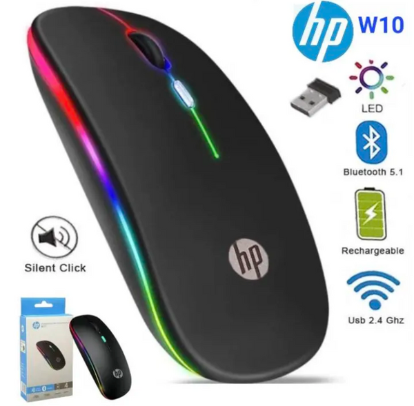 Hp W10 Mouse/Rechargeable Mouse/Bluetooth+Wireless Mouse/Rechargeable Silent